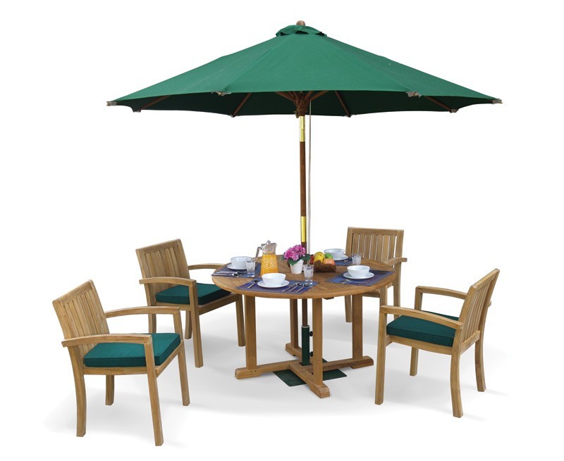 Canfield Teak Patio Table and Stacking Chairs