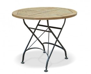 Bistro Round Folding Table | Teak Wood 90cm - Folding Garden Tables
