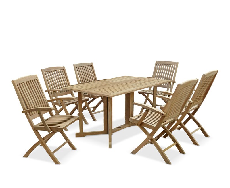 Shelley Teak Rectangular Garden Table and Arm Chairs Set - 6 Seater