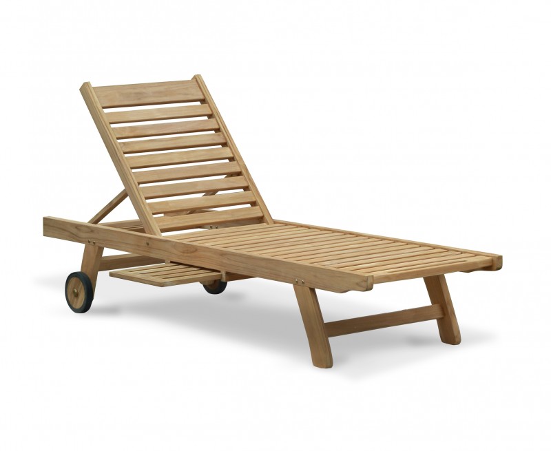 Teak Wooden Garden Sun Lounger with Cushion