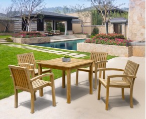 Monaco 4 Seater Garden Table and Stacking Chairs Set - 