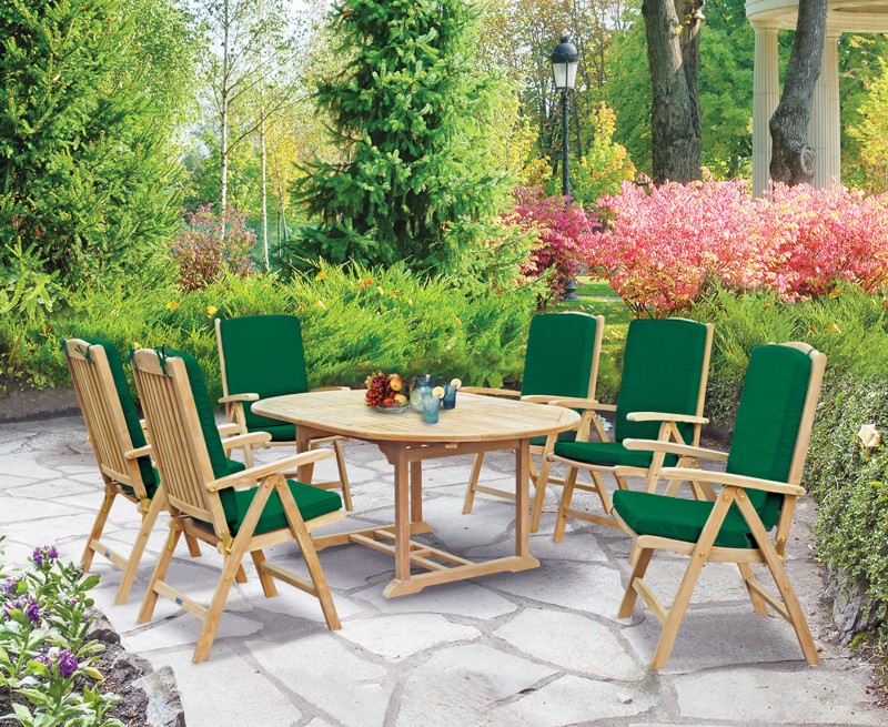 Cheltenham Oval Extending Garden Table and 6 Reclining Chairs Set