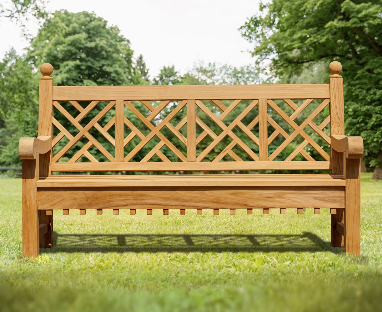 Teak chippendale store bench