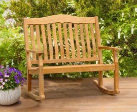 wooden rocking bench garden